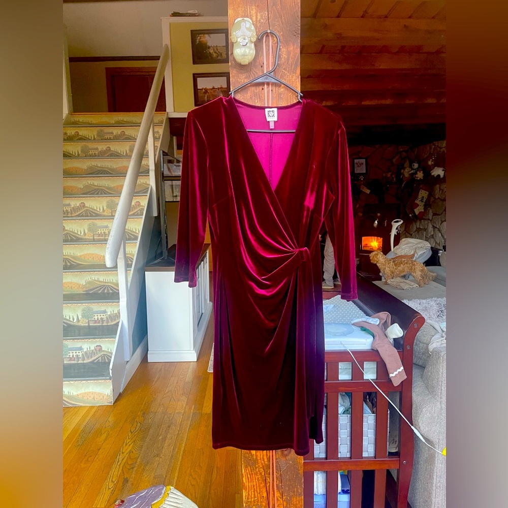 Midi cranberry  velour dress
Worn once for a holiday party